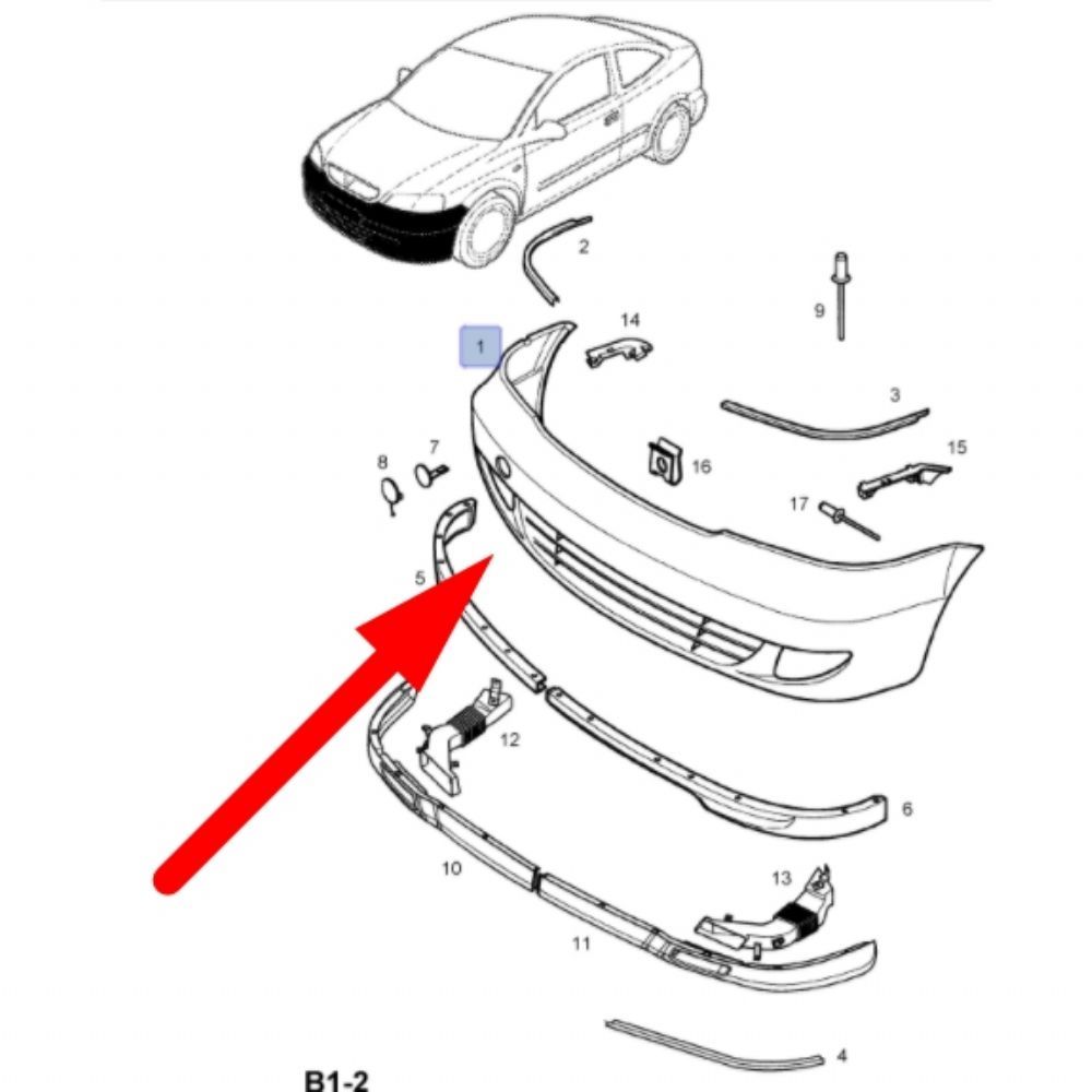Yeni İhracat Ürünleri | Opel Astra G Ön Tampon Komple A/C Coupe Kasa F07 Astarlı Tip GM Orijinal 1400276 - 93173085 | 1400276 | 