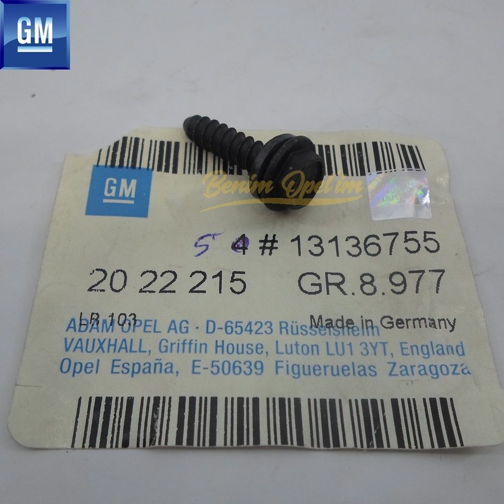 Alet Takımı Ürünleri | Opel Astra H, Meriva A Alıtgen Başlı Rondelalı Ek Fren Lambası Civata 5.0X20mm GM Orijinal 2022215 - 13136755 | 2022215 | 