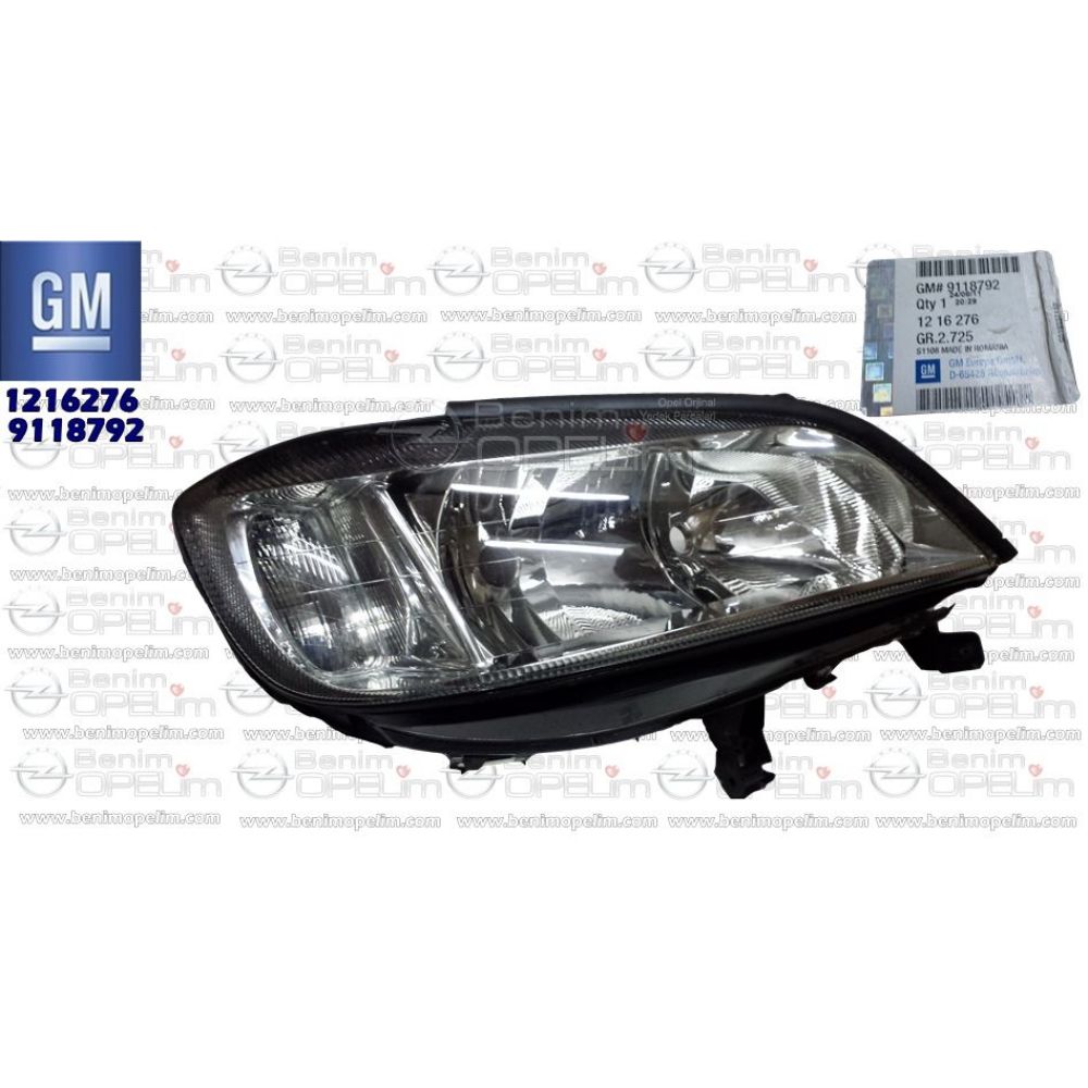 İç ve Dış Aydınlatma | Opel Zafira A Sağ Ön Far Komple GM Orijinal 1216276 - 9118792 | 1216276 | 