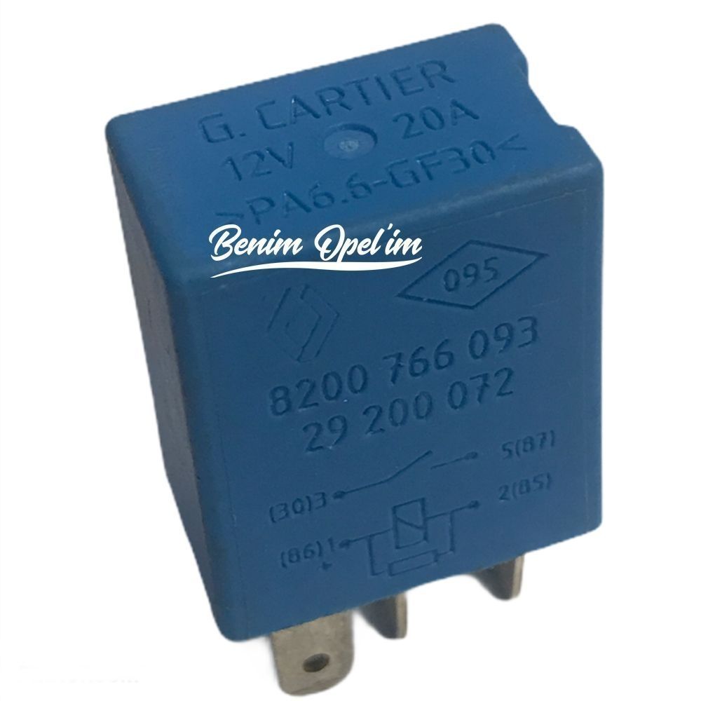 Elektrik | Renault, Dacia Role 20Amp 12V 4 Fişli Mavi G.Cartıer Orijinal 8200766093 - 29200072 | 8200766093 | 